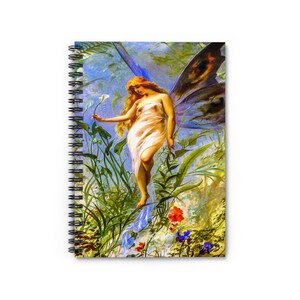 Lily Fairy 1888 Fantasy Spiral Notebook, Fairy Art Journal, Gift for Writers, Unique Stationery, Dreamy Note Pad, Artsy Sketchbook, Diary