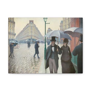 Paris Street on a Rainy Day 1876, Gustave Caillebotte, Parisian Canvas | Famous Artist | French Art | Vintage | Office Wall Art | Home Decor