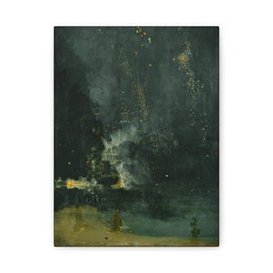 Nocturne in Black and Gold 1874, James Abbott Whistler, Fireworks Canvas, Famous Art, Gift for Him, Fine Art, Vintage Art, Office Wall Decor