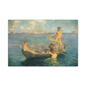 August Blue 1896, Henry Scott Tuke, Seascape Canvas | Famous Artist | Vintage | Office Wall Art | Rustic Home Decor | Sailing | Gift for Dad