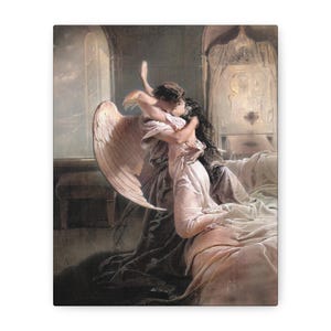 Rencontre romantique 1890, Mihaly von Zichy, toile romantique, impression d&#39;ange, décoration murale vintage, cadeau de mariage, oeuvre d&#39;art pour la maison amour, cadeau romantique