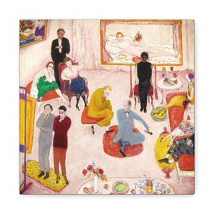 Studio Party 1916, Florine Stettheimer, Classic Art Canvas, Fine Art, Office Wall Art, Vintage American Art, Gift for Her, Rustic Home Decor