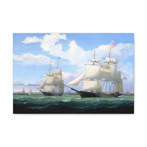 Southern Cross Leaving Boston Harbor, Fitz Henry Lane, 1851 Reproduction, Fine Art | Gift for Dad | Office Wall Art | Sailing Ship | Marine
