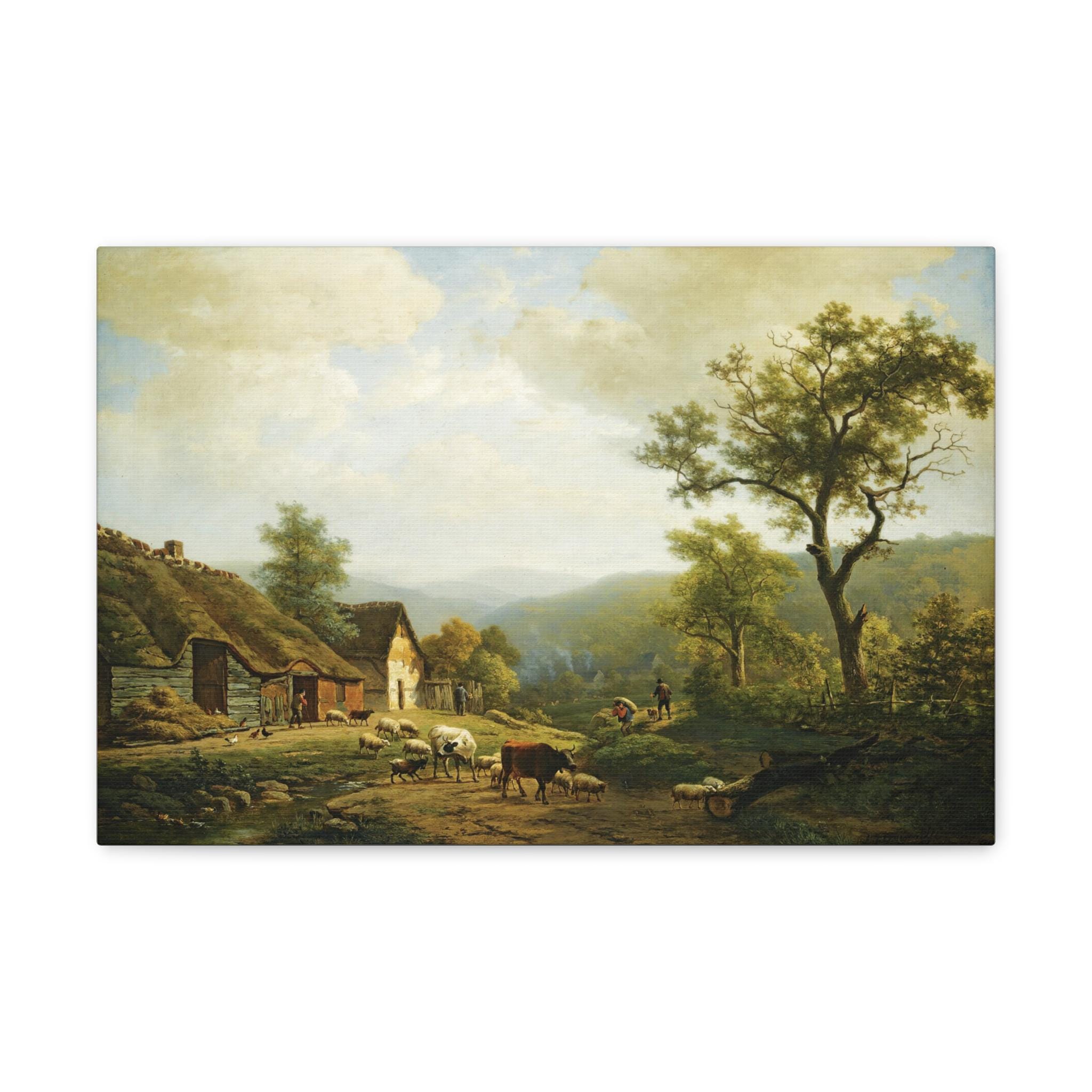 A Hilly Landscape with Cattles, Eugène Verboeckhoven Reproduction, Vintage | Office Wall Art | Rustic Home Decor | Gift for Dad | Fine Art