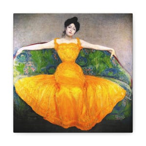 Woman in a Yellow Dress 1899, Maximilian Kurzweil, Vintage Canvas, Famous Artist, Fashion Print, Rustic Home Decor, Fine Art, Gift for Her