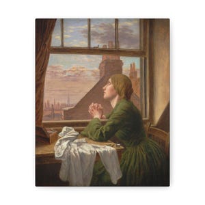 The Seamstress, Anna Blunden, 1854 Reproduction, Fine Art | Famous Artist | Vintage Print | Wall Art | Rustic Home Decor | Gift for Her