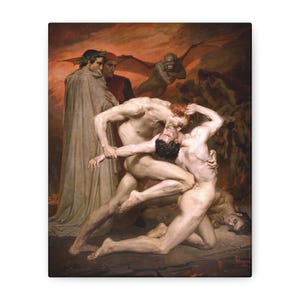 Dante and Virgil 1850, William Bouguereau | Genre Art Canvas | Famous Artist | Gift for Him | Vintage | Rustic Home Decor | Office Wall Art