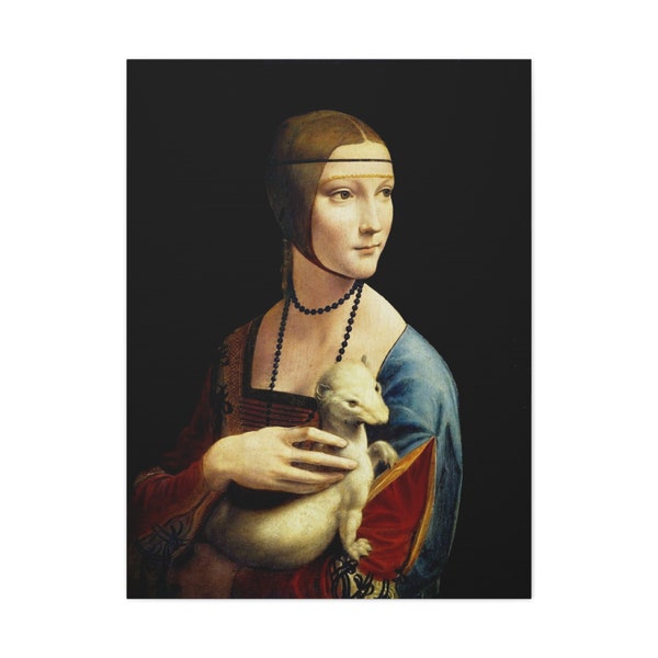 Lady with an Ermine, Leonardo da Vinci, 1489 Reproduction, Famous Artist | Vintage | Fine Art | Rustic Home Decor | Wall Art | Gift for Her
