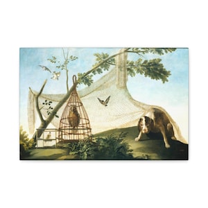 Caccia con un'esca 1775, Francisco de Goya, Tela con pittura naturalistica, Artista famoso, Arte murale per bambini, Stampa vintage, Arredamento rustico per la casa, Arte per bambini