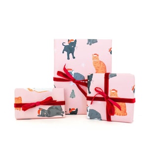 Cat Gift Wrap Sheet (pack of 5) | Holiday Wrapping Paper with Cat Illustrations