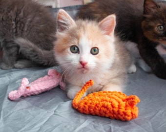 Handmade Cat Toy Mice with Catnip pack of three