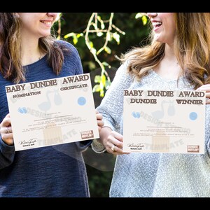¡La temática de la oficina! Certificado de nominación de BLUE Stork Baby Boy Dundie y certificado de ganador de Dundie - ¡DESCARGA INSTANTÁNEA!