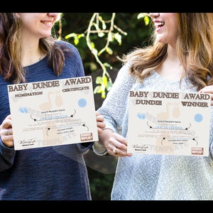 Das Büro thematisiert! TAN Stork Baby Boy Dundie Nomination Cert & Dundie Winner Cert - INSTANT DOWNLOAD!