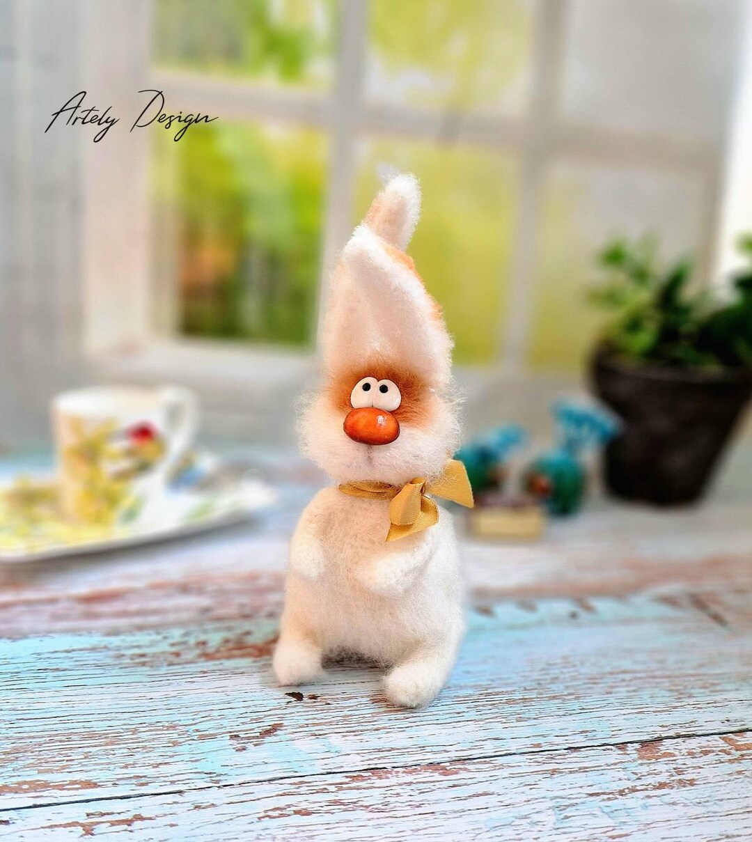 Handmade Fluffy Rabbit Decorative Figurine Unique Home Decoration - Etsy