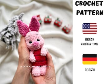 Patrón de crochet amigurumi Piglet PDF / Piglet Amigurumi fácil juguete de bebé amigurumi / hilo de peluche / Descarga digital