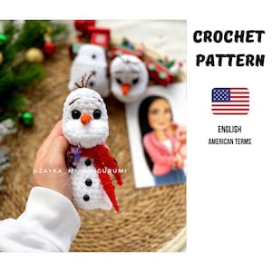 Snowman Crochet Pattern PDF – Plush Yarn Amigurumi Snowman, Winter Soft Toy, 11 cm, Advanced Crochet Tutorial