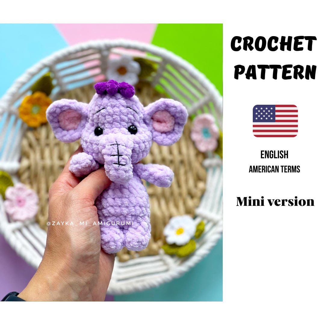 Amigurumi Crochet Pattern Baby Elephant 15 Cm | Plush Toy Elephant Made ...