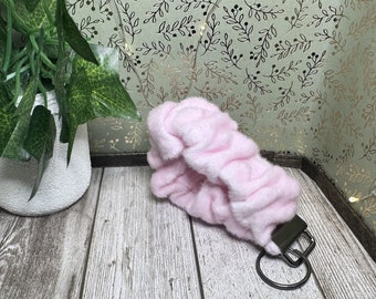 Pink Minky Keyfob Scrunchie Wristlet