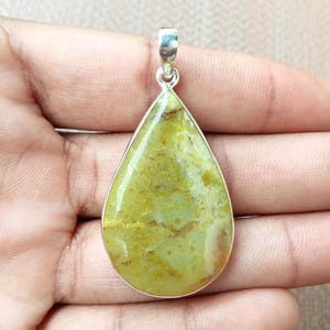 Sterling Silver Green Opal Pendant Necklace: Natural Gemstone Jewelry