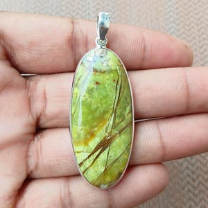Sterling Silver Green Opal Pendant Necklace: Natural Gemstone Jewelry