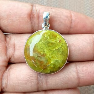 Green Opal Pendant: Sterling Silver Necklace, Natural Gemstone Jewelry