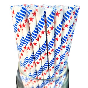 Stars and Stripes Paper Drinking Straws