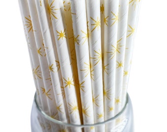 Yellow Starburst Paper Drinking Straws