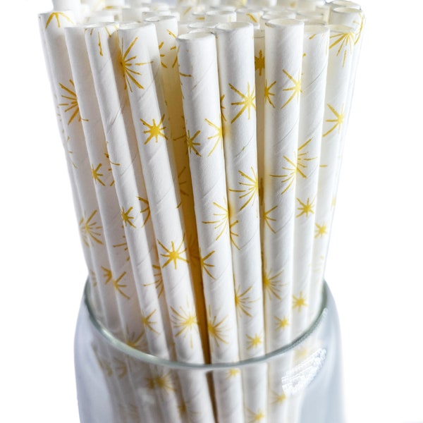 Yellow Starburst Paper Drinking Straws