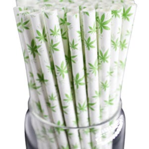 Marijuana leaf Paper Drinking Straws