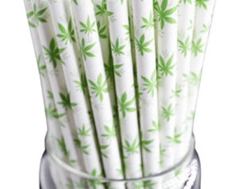 Marijuana leaf Paper Drinking Straws