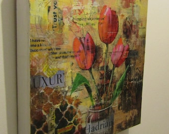 Urban Tulips Original Mixed Media on Board Painting - John Tordoff 2021