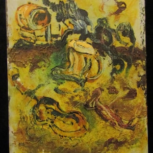 Original Abstract Impressionist Painting - Drunken Band Musicians 1960s Vintage Oil Painting