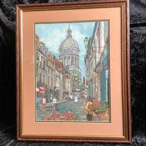Scène de rue originale huile sur toile sur toile vintage peinture photo d'art par John Maynard