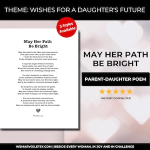 Poema inspirador para hijas, regalo único de madre a hija, arte mural inspirador para niñas, recuerdo de poesía para recién nacidas, descarga digital