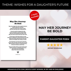 Printable Parent Daughter Poem, Unique gift, Digital Download Keepsake, Inspirational Wall Art for Nursery, Emotional baby shower gift