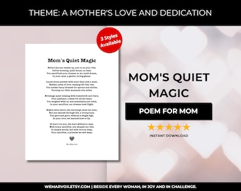 Gedicht für Mama, Digital Download, Geschenk zum Muttertag, Einzigartiges Geburtstagsgeschenk für Mutter