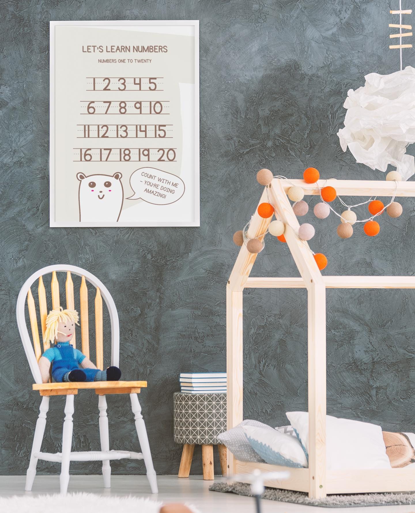 Number Chart Poster for Kids – 1 to 20 Printable Chart, Bear Nursery ...