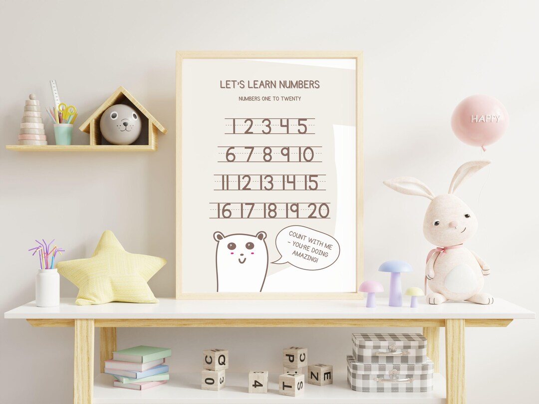 Counting Poster for Toddlers – Gentle Nursery Wall Art for Learning ...