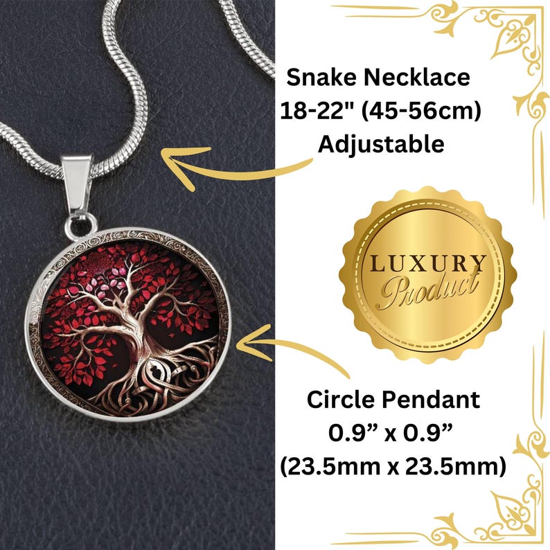 Tree of Life Necklace, Silver Stainless Steel Charm Pendant