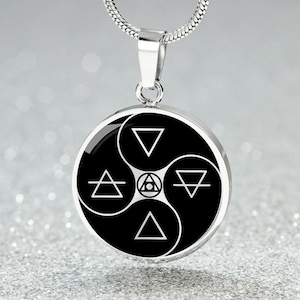 Alchemy Pendant Necklace, Bracelet or Keychain - Philosopher’s Stone Alchemist Jewelry Gift For Her or Him, Silver or Gold Yin and Yang Cham
