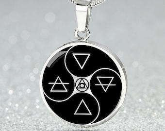 Collar, pulsera o llavero con colgante de alquimia: piedra filosofal, joyería de alquimista, regalo para ella o para él, plata u oro, Yin y Yang Cham