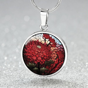 Geboortebloem ketting chrysanten, bloemencadeau voor haar gegraveerde ketting, ketting voor moeders en Valentijnsdag, bloemenketting geboortemaand, bloemenketting geboortemaand