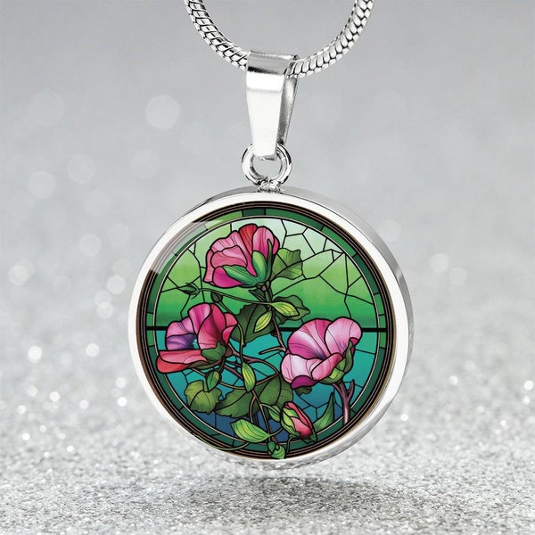 Sweet Pea Necklace, Personalized April Birth Month Flower Jewelry, Engraved Valentines & Mothers Day Gift for Her, Birthflower Charm Pendant