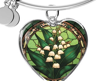 Lily Of The Valley Bracelet, Necklace or Keychain - May Birth Flower Pendant Jewelry - Silver or Gold Floral Charm Birthday Gift For Her