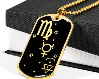 Virgo Necklace or Keychain - Personalized Celestial Jewelry Gift For Him or Her - Zodiac Star Sign Pendant - Mutable Earth Mercury Charm