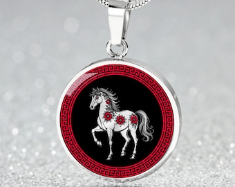 Paard hanger ketting, armband of sleutelhanger, gepersonaliseerde Chinese dierenriem dierensieraden, zilveren of gouden nieuwjaarscadeaus voor haar of hem