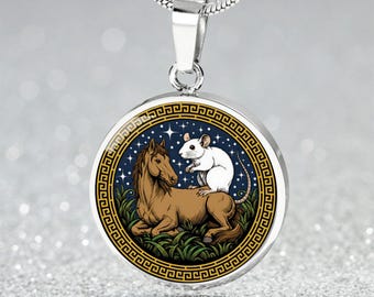 Collana, braccialetto o portachiavi dell'anno del cavallo, ciondolo personalizzato con animale dello zodiaco cinese, gioielli per coppie in oro per il capodanno lunare 2026