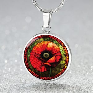 Collar, pulsera o llavero con colgante de amapola: joyería personalizada con flor de nacimiento de agosto. Dije floral de plata o oro, regalo de cumpleaños para ella.