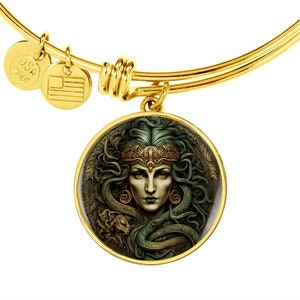 Medusa Bracelet, Necklace or Keychain - Personalized Greek Mythology Snake Pendant Jewelry - Silver or Gold Gorgon Charm Gift for Her or Him
