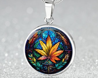 Collar, pulsera o llavero con dije de marihuana - Joyería personalizada para fumetas - Colgante con dije de hoja de marihuana de plata o oro, regalo para ella o para él